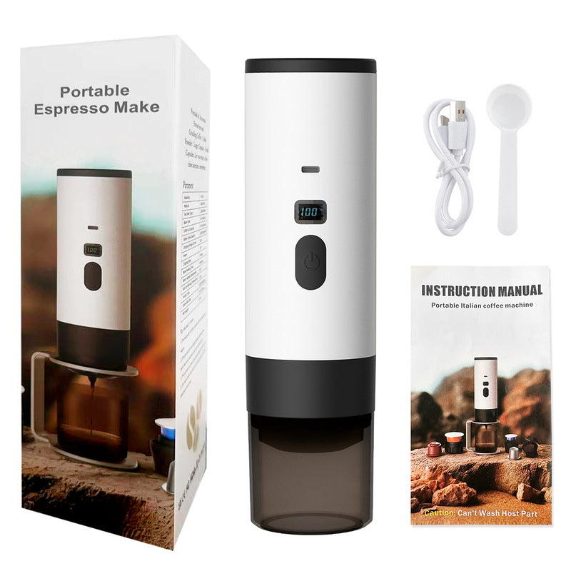 Portable Wireless 3-in-1 Espresso Maker, 7800mAh, Car/Home/Camping, Ground/Capsule Coffee.
