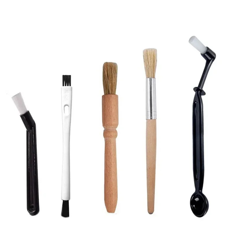 DecorBites™ Coffee Machine Cleaning Brush Set: Wooden Grinder & Nylon Espresso Brushes